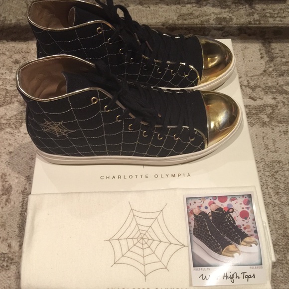 Charlotte Olympia BlackGold Web High Tops Sneakers - Picture 8 of 16